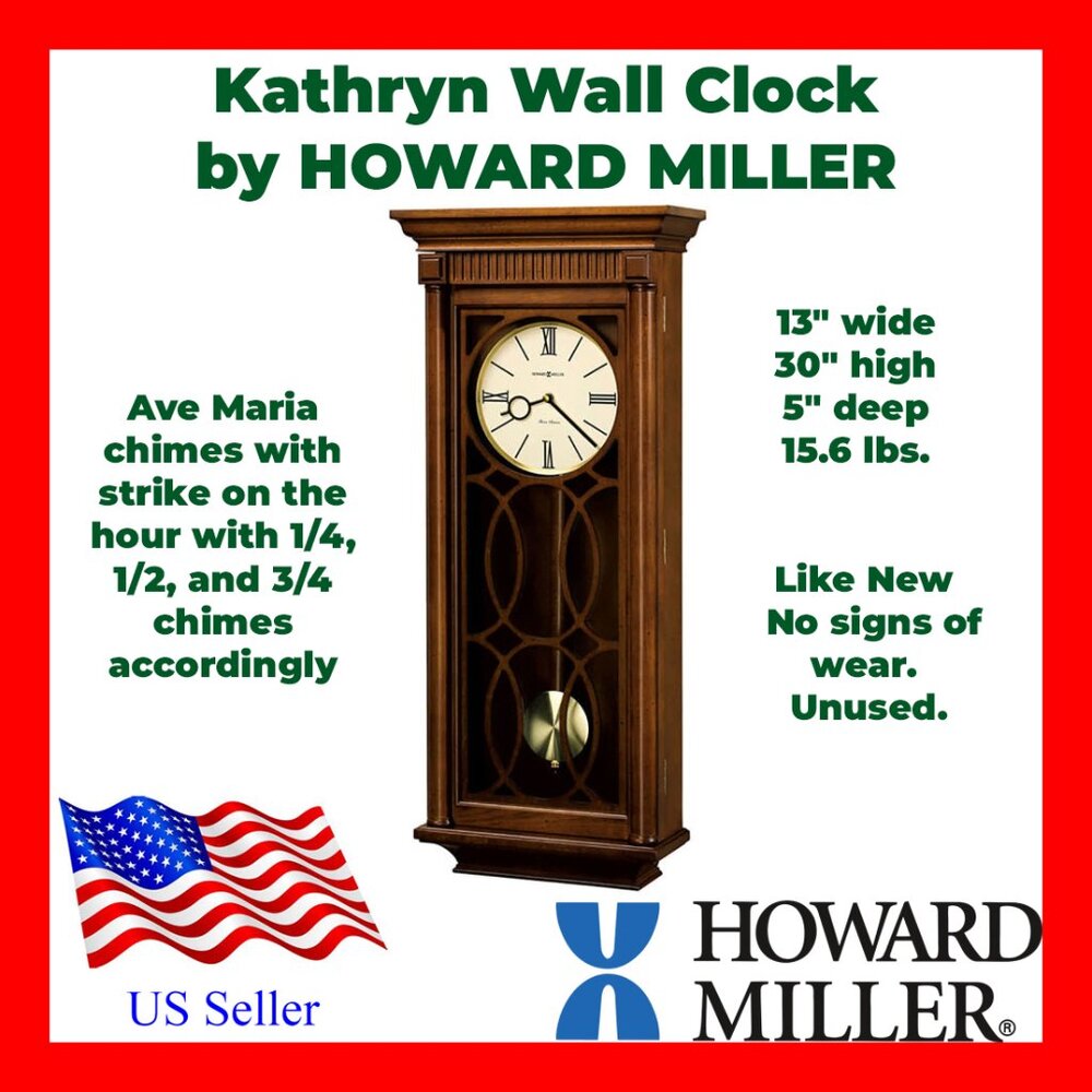 HOWARD MILLER KATHRYN WALL CLOCK WITH CHIMING HARMONIC MOVEMENT 625-525